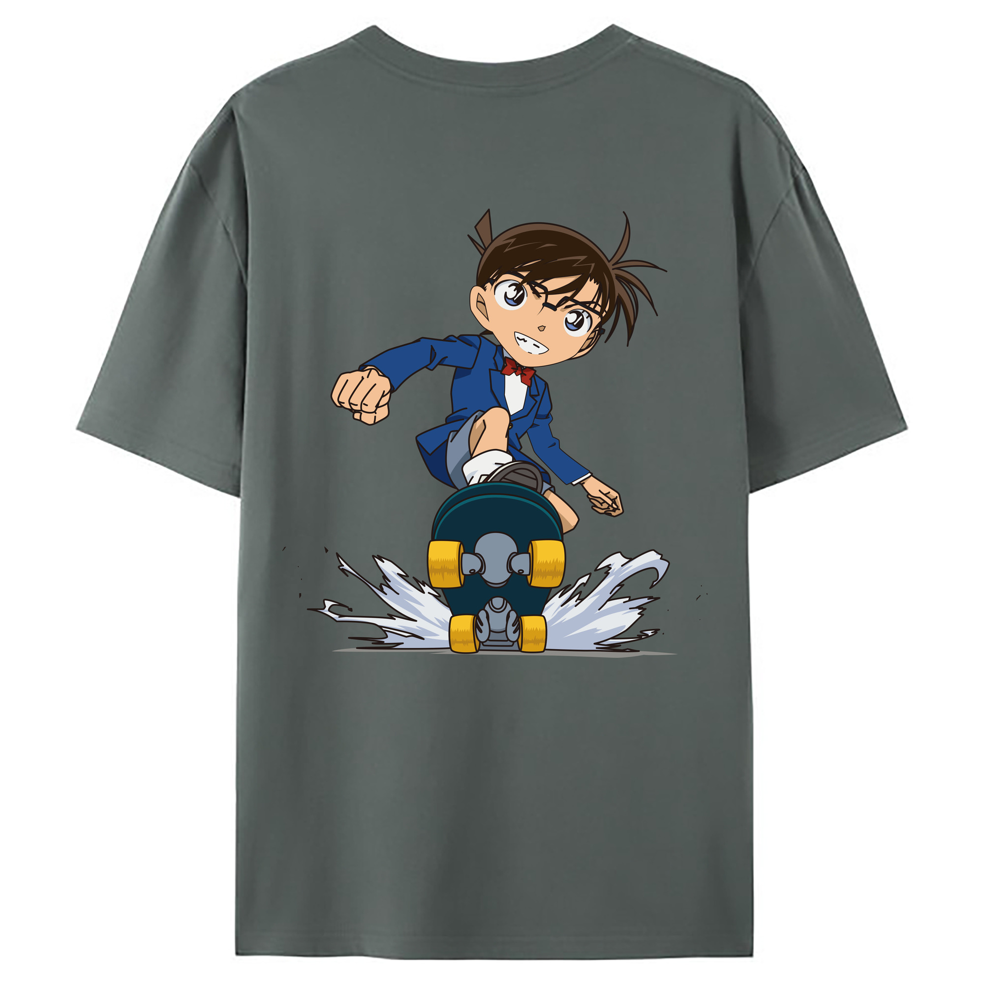 （画像用） 名探偵コナン 江戸川 コナン Detective Conan Conan Edogawa 綿100％ メンズ半袖Tシャツ（バックプリント） 通気性